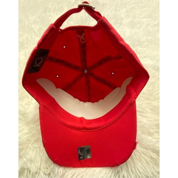 NWT KBETHOS OS Woman’s Pink Factory Distressed Cancer Awareness Cap - Picture 6 of 8